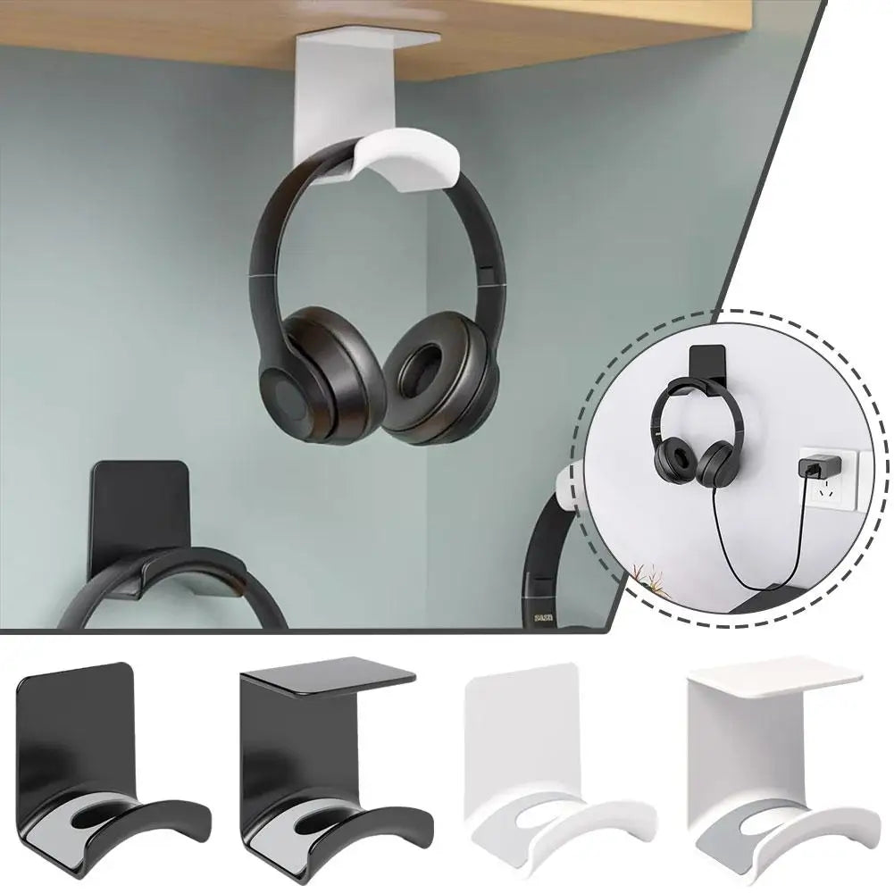 Universal Headphone Stand Adhesive Wall Mount Under Desk Rack Holder for Gaming Earphones & Headset Support Bracket