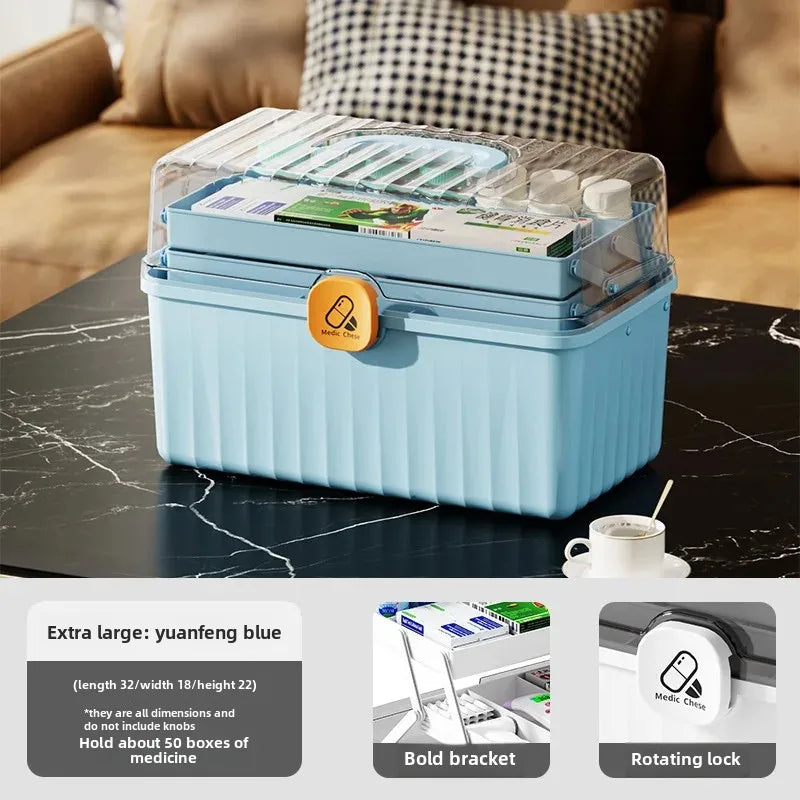 Large Capacity Portable Medical Box Home Use Outdoor Emergency Kit Family Health Care Box Medicine Storage Box