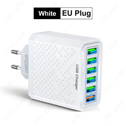 USLION 6-in-1 USB Charger QC3.0 with Fast Charge Protocols