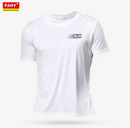Men's Letter Print Round Neck Cotton Shirt for Bodybuilding, Running, Workout, and Fitness