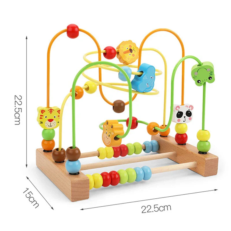 Montessori Wooden Roller Coaster Bead Maze for Toddlers
