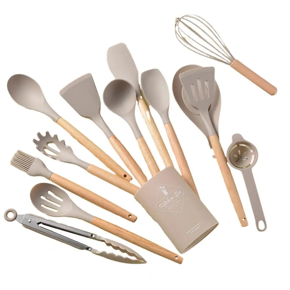 12PC Set Food Grade Silicone Kitchen Cookware Utensils