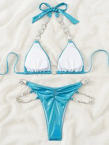Halter Shiny Jewelled Diamond Bikini Women Swimwear Female Swimsuit Two-pieces Bikini Set Brazilian Bathing Suit Swim Beach Wear