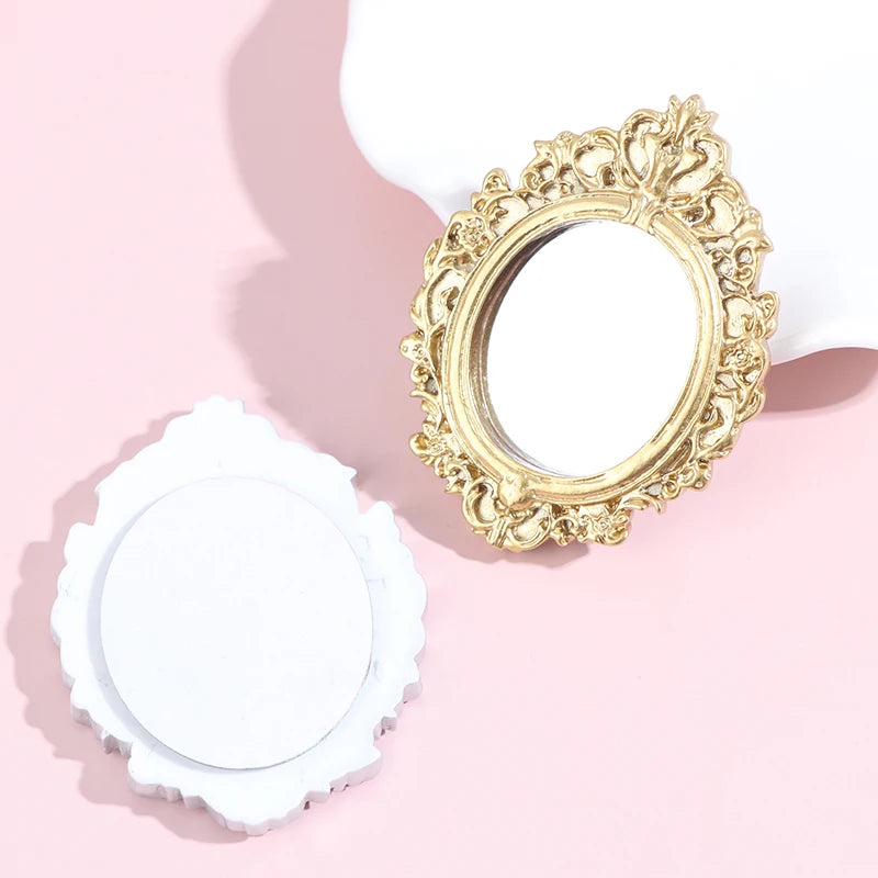 1pc 1/12 Dollhouse Miniature Frame Accessories Furniture Miniature Mirror Wall Room Mirror Mini Classical Doll House Mirrors