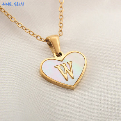 Heart Shell Initial Necklace