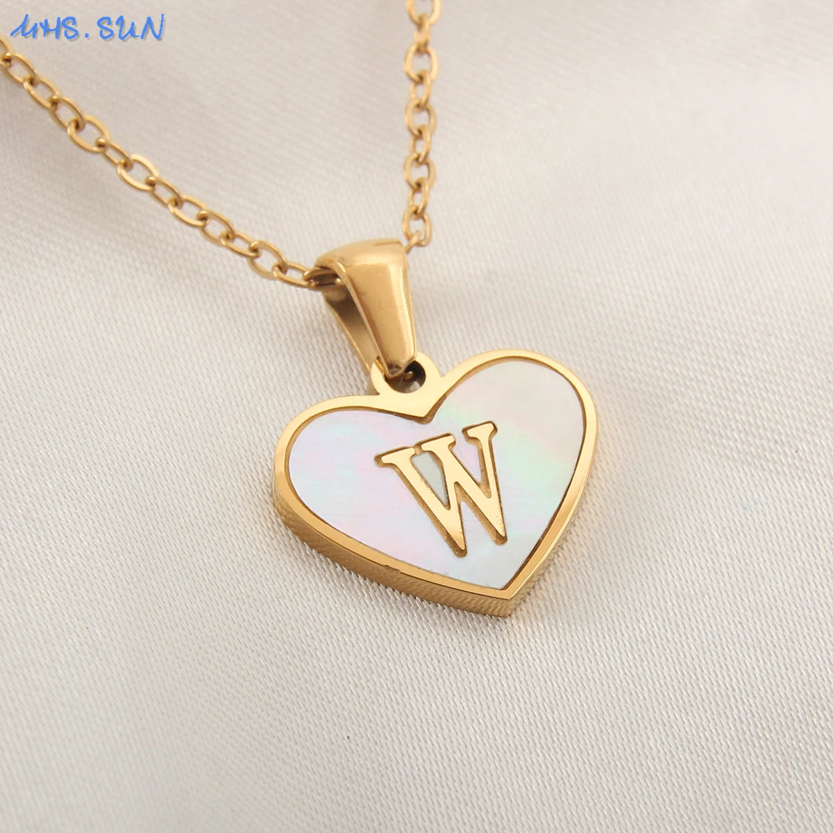 Heart Shell Initial Necklace