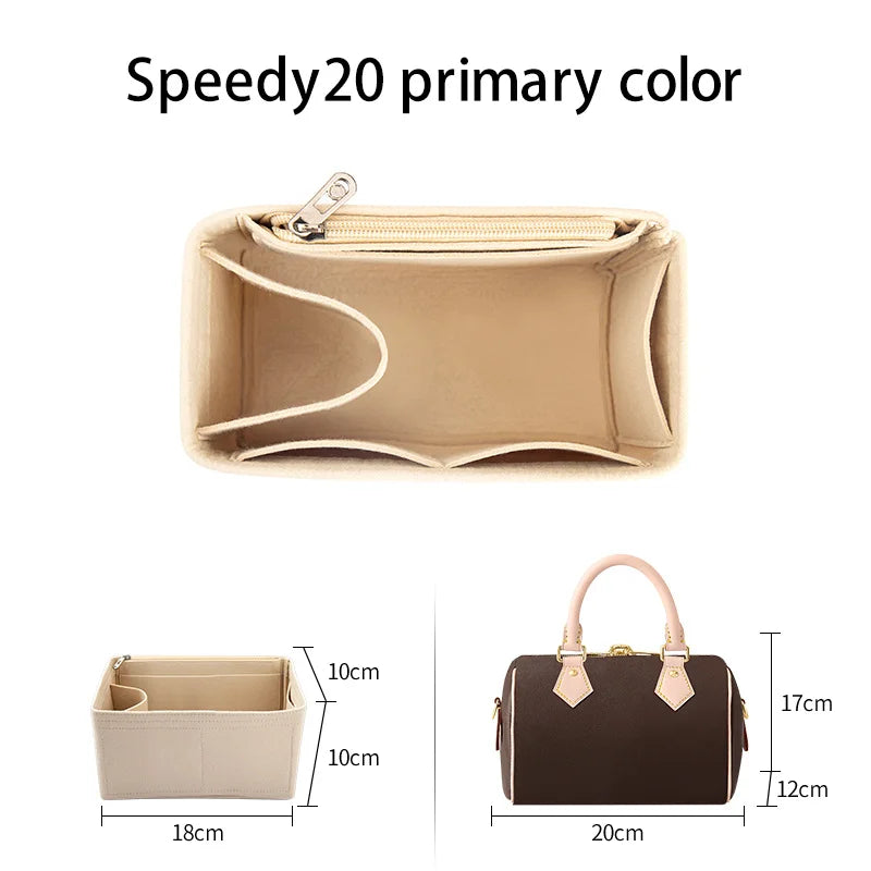 WUTA Felt Insert Bag Organizer For LV Speedy 20 25 30 35 Flap Handbag Inner Bag Makeup Travel Purse Storage Tote Bag Accessories