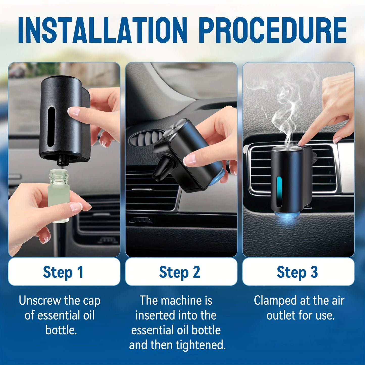 Car Air Freshener Electric Auto Aroma Diffuser Car Air Vent Essential Oil Mist Humidifier Fragrance Diffuser Aromatherapy