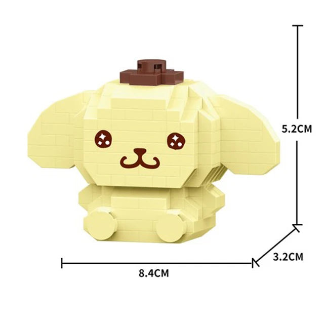 Sanrio Anime Hello Kitty My Melody Cinnamoroll Pompompurin Kuromi Friends Building Blocks Bricks Girl Children Kid Toy Gift Set