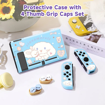 Big Eared Dog Switch Case Compatible with Nintendo Switch OLED / Switch NS,with 4 Cloud Joystick Caps