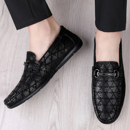 Men Leather Black Business Casual Loafers
