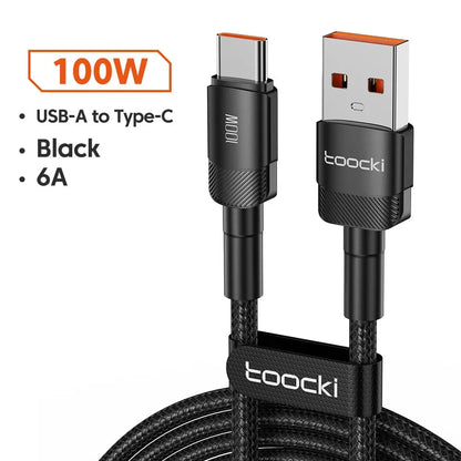 USB Type A to USB C Cable 100W/6A PD Fast Charging Charging Wire for Laptop Macbook Xiaomi Samsung USBC Type C Cable 2 Meters