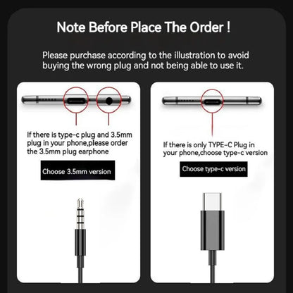 9D Stereo Type C&3.5mm Gaming Headsets Wired Earphones In-ear Headphones HiFi Bass Earphones for Samsung Earbud In Mic Handsfree