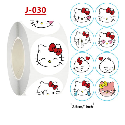 500pcs Sanrio Kawaii Sticker Roll – Hello Kitty, Kuromi & Melody Decals