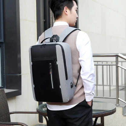 Men's Waterproof Oxford Laptop Backpack 15.6 Inch with USB Charging Port High Capacity Business Travel School Bag