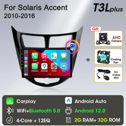 Srnubi Android 13 Carplay Car Radio for Hyundai Solaris Verna Accent 1 2010 - 2016 Multimedia Player 2 Din GPS 4G DVD Head Unit