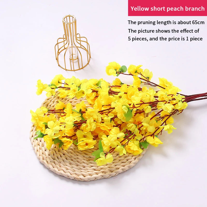 1/3/5pcs Artificial Peach Blossom Branch Spring Plum Cherry Blossom Silk Flower Tree Decoration Home Wedding DIY Decoration