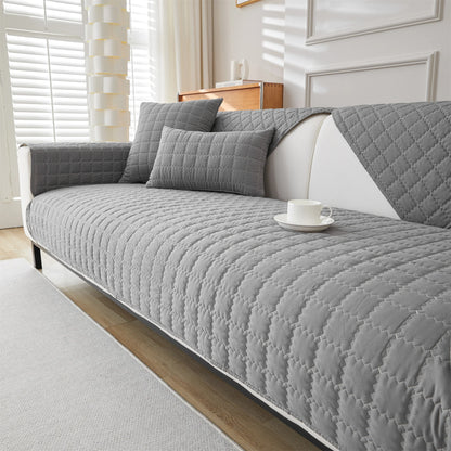 Quilted Anti Slip Sofa Cover Solid Furniture Protector