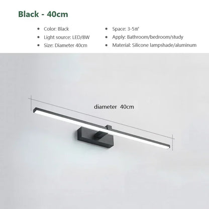 Modern LED Bathroom Mirror Light Three Colors Wall Lamp
