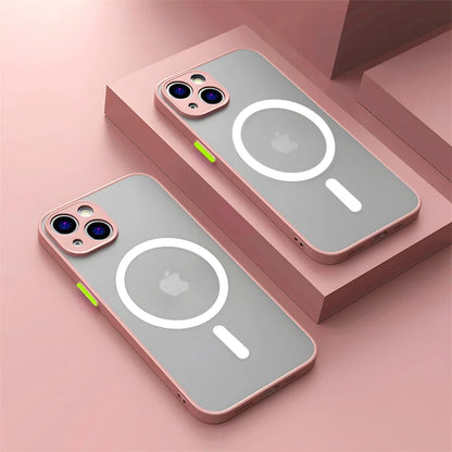 Luxury Matte For Magsafe Case For Apple iPhone 15 14 13 12 11 Pro Max Plus Magnetic Wireless Charging Soft Protection Accessorie