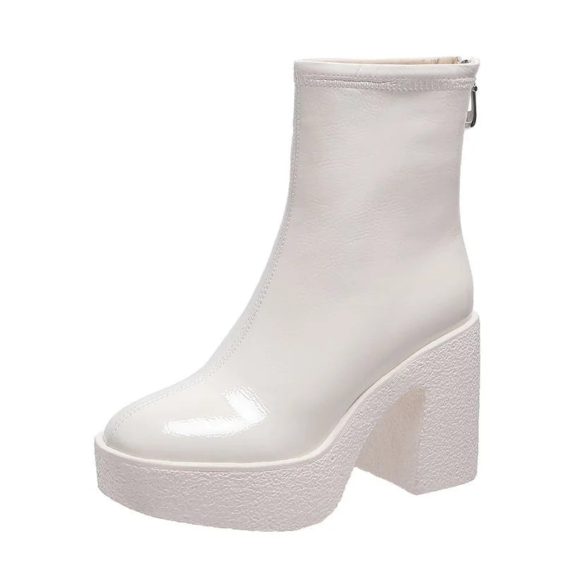 MMShoes What It Takes Lug Sole Chelsea Boots in White