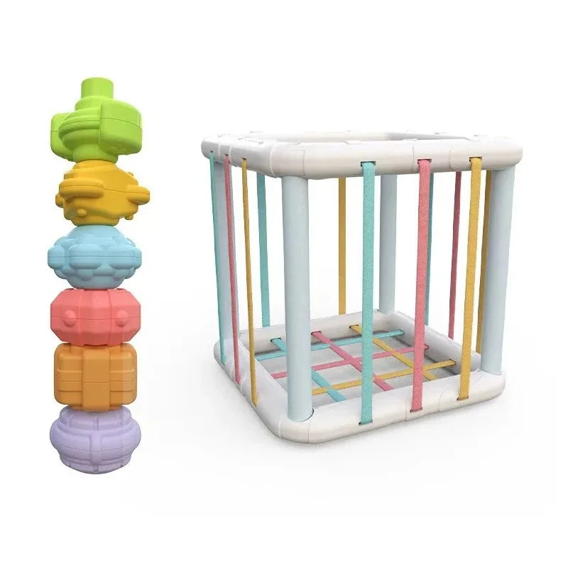 Montessori Shape Sorter Cube – Rainbow Sorting Blocks for Infants
