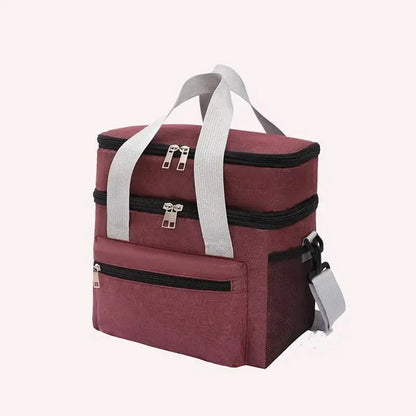 Multifunctional Double Layers Tote Cooler Lunch Bags for Women Men Large Capacity Travel Picnic Lunch Box with Shoulder Strap