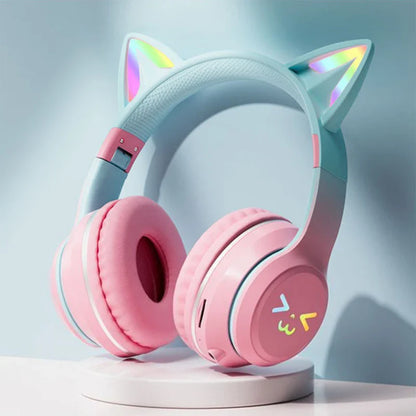 Cat's Ears Smiling Face RGB Headphones – Cute & Colorful Audio Fun