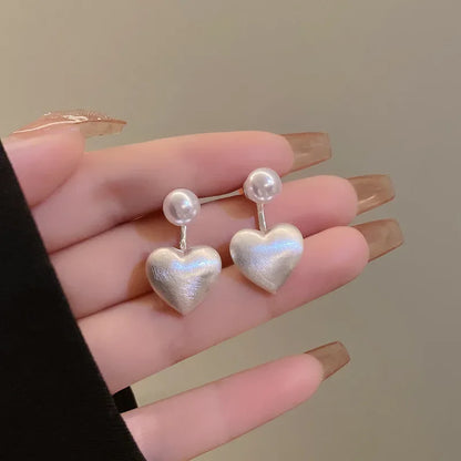 Elegant Heart Pearl Drop Earrings for Women