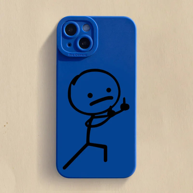 Cute Cartoon Matchman Matte Silicone Phone Case For iPhone 16 11 12 13 14 15 Pro Max XR XS X 7 8 Plus SE 2020 Soft Back Cover