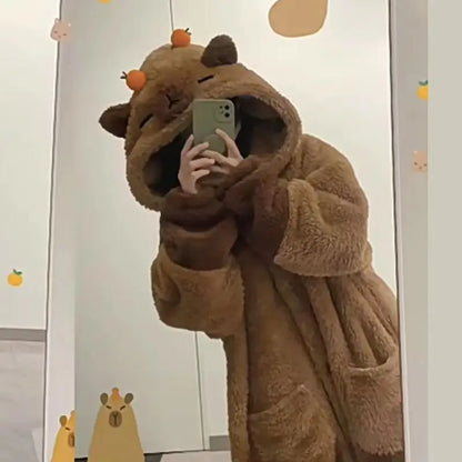 Capybara Kigurumi Onesie – Cozy Winter Pajama Costume