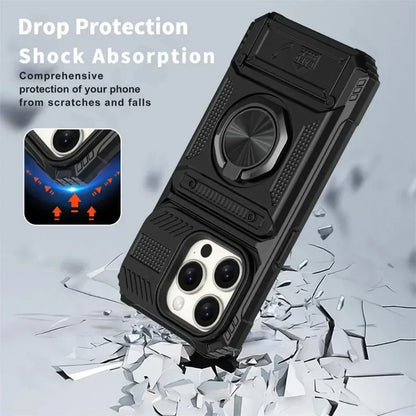 Case For iPhone Magnetic Rotated Ring Kickstand Heavy Duty Drop Protection Wallet Cover