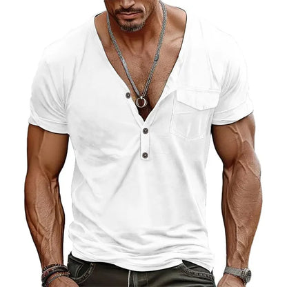 Men's Full Size Notched Short Sleeve T-Shirt Plus Size