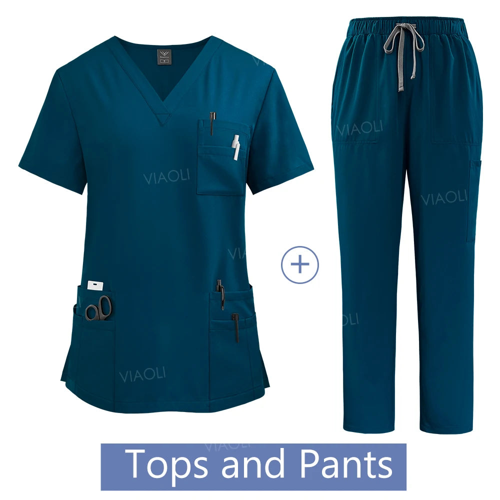 Medical Uniform Scrub Hospital Working Scrubs Set Wholesale Nursing Scrub Uniforms Women Healthcare Pharmacy Clinic Work Clothes