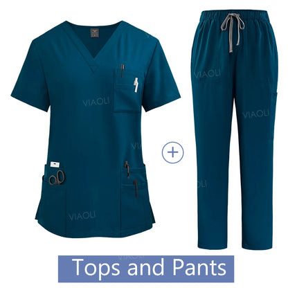 Medical Uniform Scrub Hospital Working Scrubs Set Wholesale Nursing Scrub Uniforms Women Healthcare Pharmacy Clinic Work Clothes