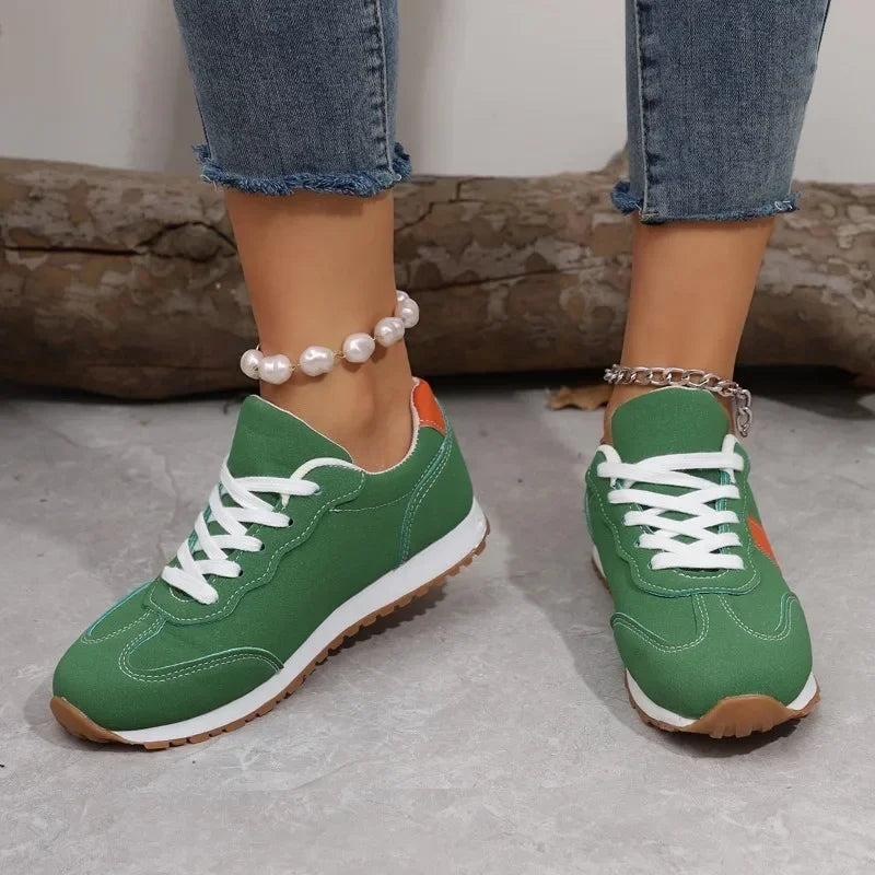 KayBee & Co Leather Contrast Rounded Toe Flats Sneakers
