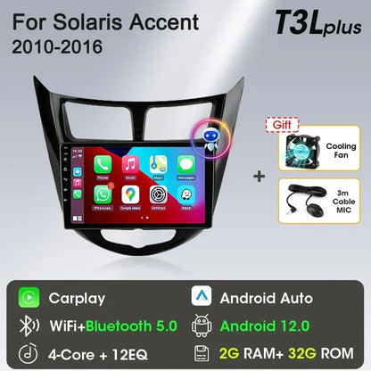 Srnubi Android 13 Carplay Car Radio for Hyundai Solaris Verna Accent 1 2010 - 2016 Multimedia Player 2 Din GPS 4G DVD Head Unit