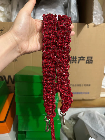 Crystal Rhinestones Diamond Woven Handmade Bag Strap For Handbag Purse Crossbody Shoulder Strap Glitter Belt Bag Accessories