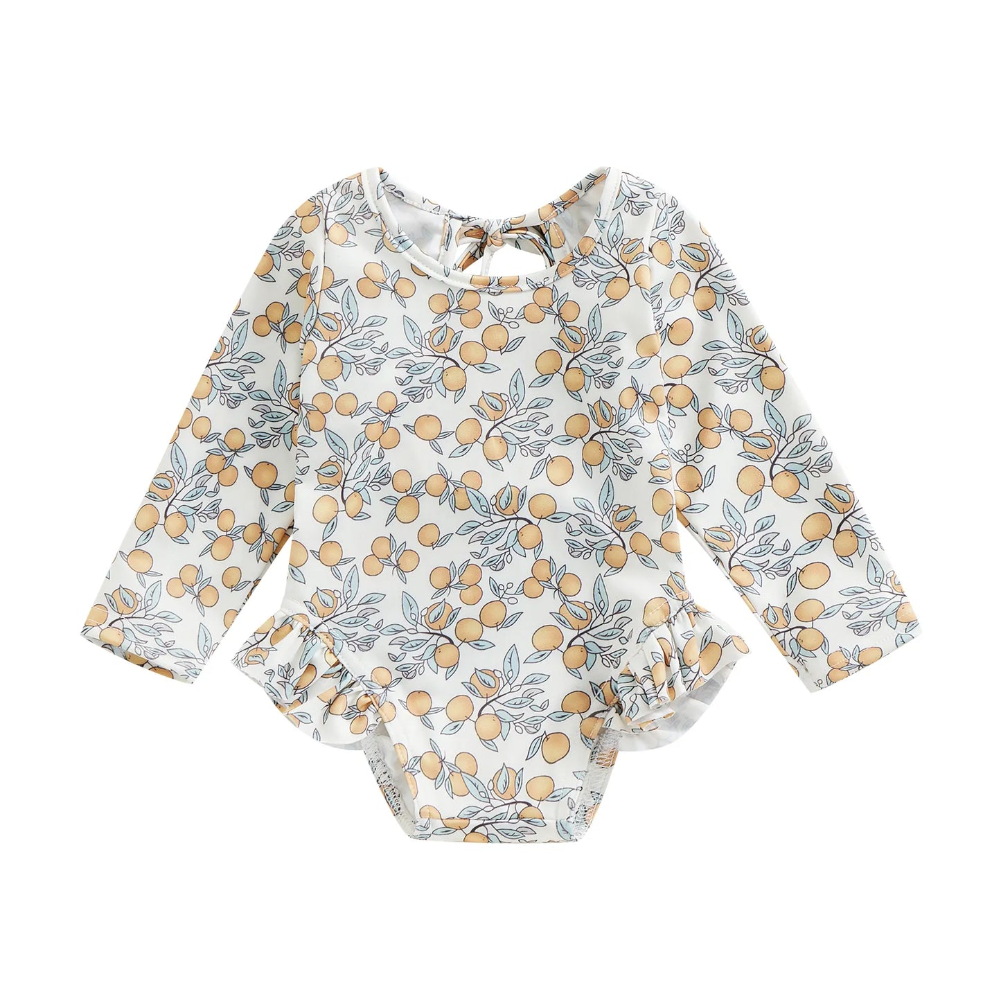 Baby Girl Floral Print Backless Bathing Suit