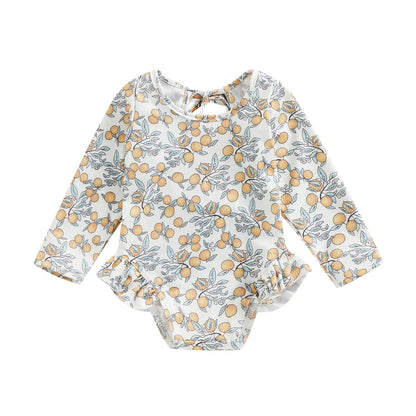Baby Girl Floral Print Backless Bathing Suit