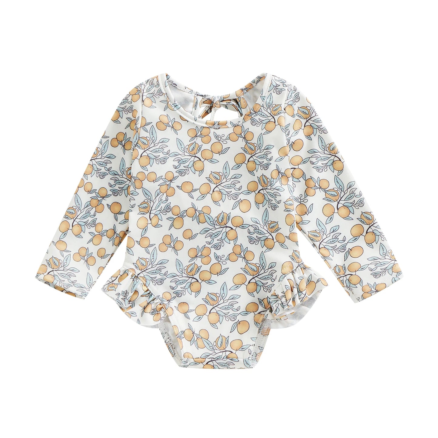 Baby Girl Floral Print Backless Bathing Suit