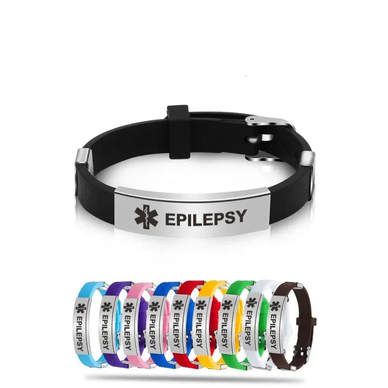 Type 1 Diabetes Medical Alert ID Bracelets for Men Woman Kids Adjustable Silicone Bangles ICE SOS Jewelry
