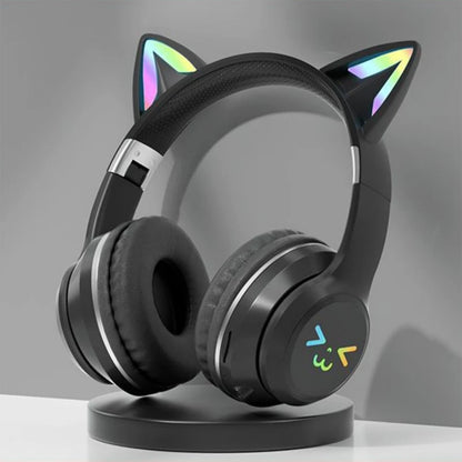 Cat's Ears Smiling Face RGB Headphones – Cute & Colorful Audio Fun