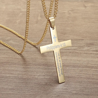 Men's Titanium Steel Stylish Trinity Cross Necklace