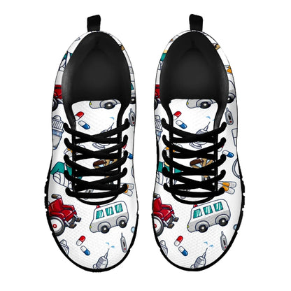 White Ambulance Medical Equipment Sneakers First Aid Printing Summer Breathable Mesh Sneakers Nurse Casual Shoes Custom Shoes