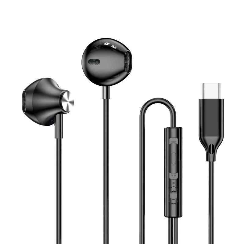 9D Stereo Type C&3.5mm Gaming Headsets Wired Earphones In-ear Headphones HiFi Bass Earphones for Samsung Earbud In Mic Handsfree
