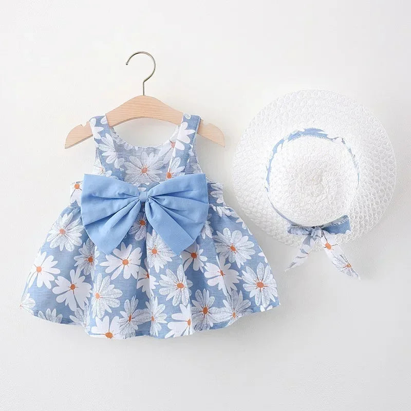Daniela Daisy Print Back Big Bow Decor Beach Dress
