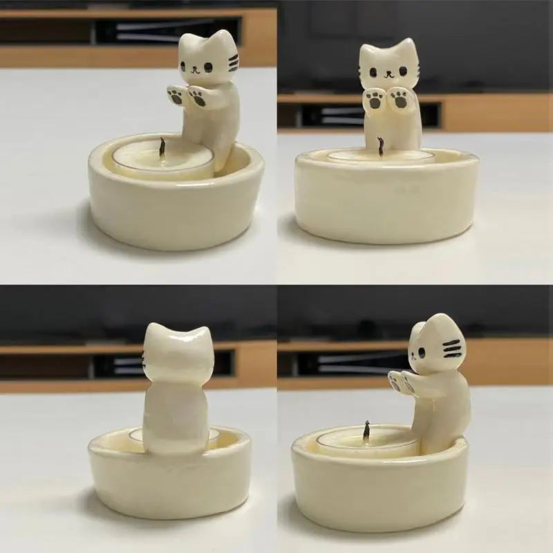 Resin Decorative Cat Candle Holder