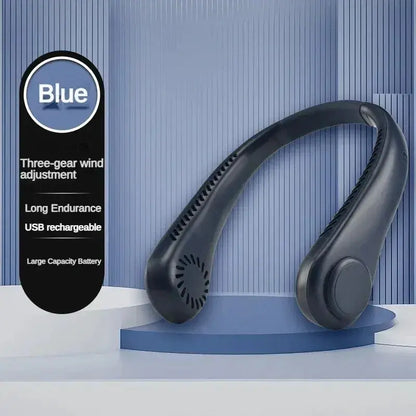 New Mini Neck Fan – Portable Bladeless Hanging Neck Fan | 3-Speed Rechargeable Air Cooler for Summer Sports