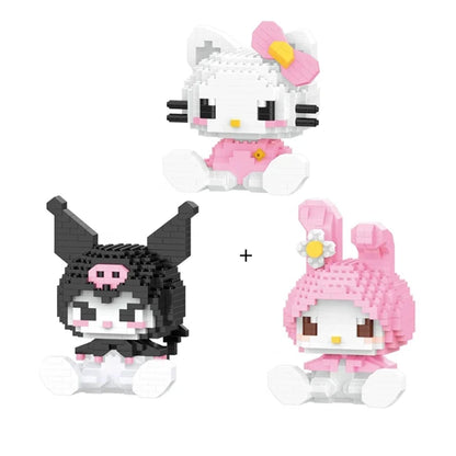 Sanrio Anime Hello Kitty My Melody Cinnamoroll Pompompurin Kuromi Friends Building Blocks Bricks Girl Children Kid Toy Gift Set